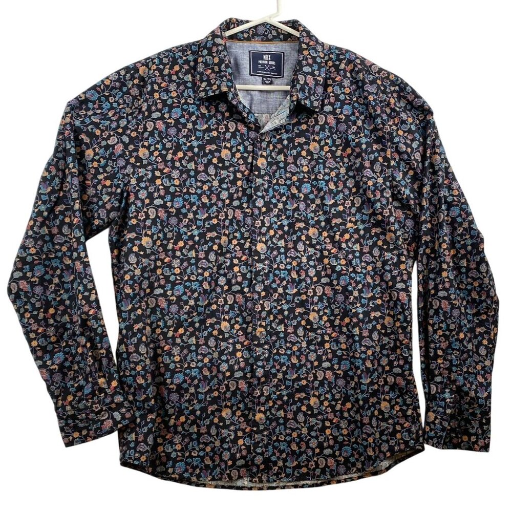 MBX Premium Goods Mens Shirt XL Floral Long Sleeve Button-Up Geometric